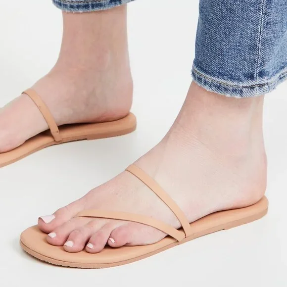 TKEES Sarit Leather Sandal in Nude/Pout with Slip On Strap, Size 8 / 39 - Picture 5 of 10